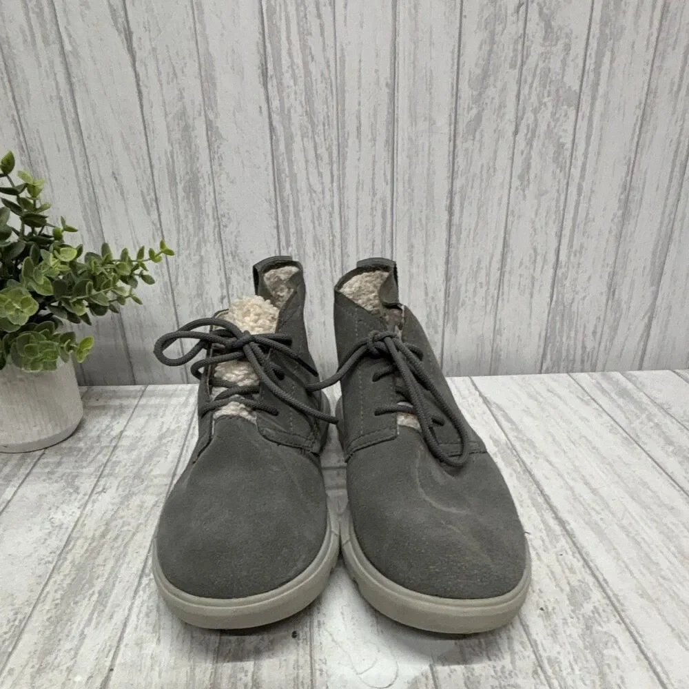 Womens Size 8 SOREL Gray Waterproof Lace-Up Faux Fur Lined Bootie EU39 UK6